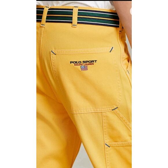 Ralph Lauren Polo Sport Yellow Carpenter Jeans Men 34 Relaxed Straight Fit New - Picture 3 of 16